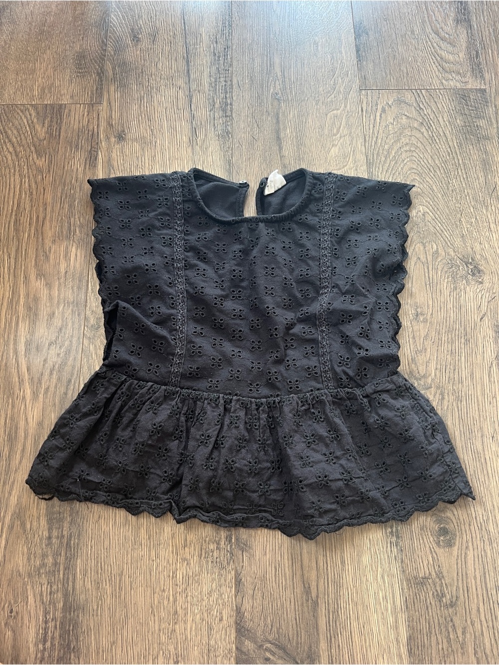 Zara Kids Black Eyelet Peplum Top